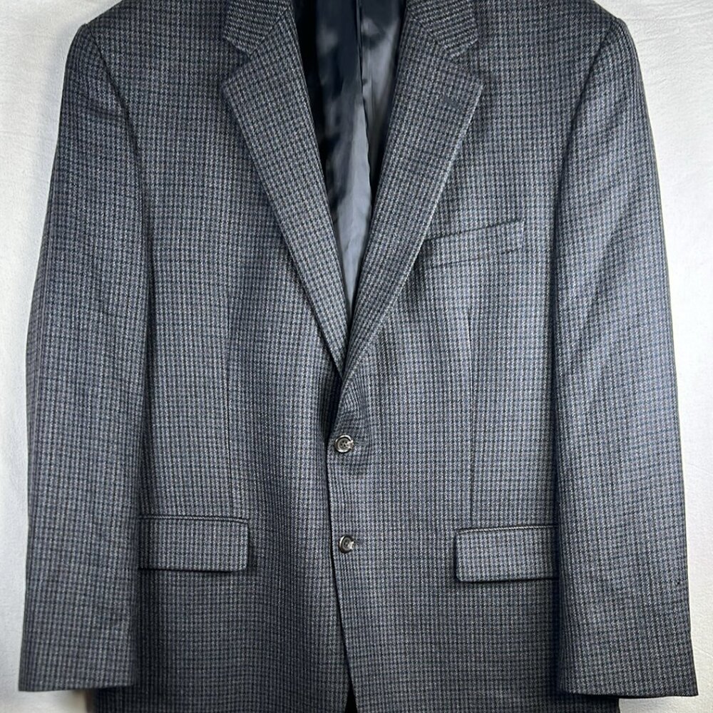 Chaps 44R VTG Houndstooth Lambswool Tweed Blazer Jacket Sport Coat Madmen Suits